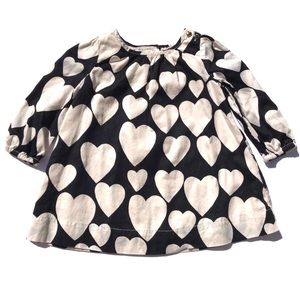 Baby Gap Black/White Heart Long-Sleeve Dress 12-18